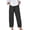 Black, variant on Spring Casual Pants for Women Straight Leg Ankle-Length Linen Drawstring Waist Solid Color Relaxed Comfy Travel Lounge Trousers, White M