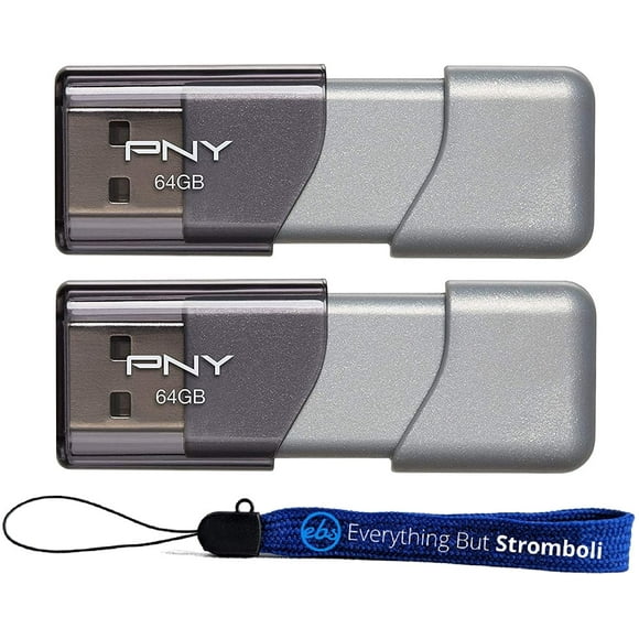 PNY 64GB USB 3.0 Flash Drive Elite Turbo Attache 3 (P-FD64GTBOP-GE) Two Pack Bundle Plus (1) Everything But Stromboli
