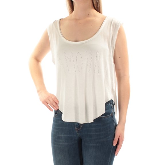 WE THE FREE $78 Women New 1375 White Amour Scoop Neck Cap Sleeve Hi-Lo Top M B B