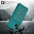thumbnail image 6 of SaniMore Multi-functional Case for iPhone 15 6.1" 2023, Rugged PC Shell PU Leather Button Flip Card Pocket Stand Feature Car Magnetic Mount Shockproof Anti-drop Heavy Duty Protective Cover, Green, 6 of 7
