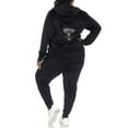 thumbnail image 3 of White Mark Women's Plus Size 2 Piece Rhinestone Velour Tracksuit Set, 3 of 5