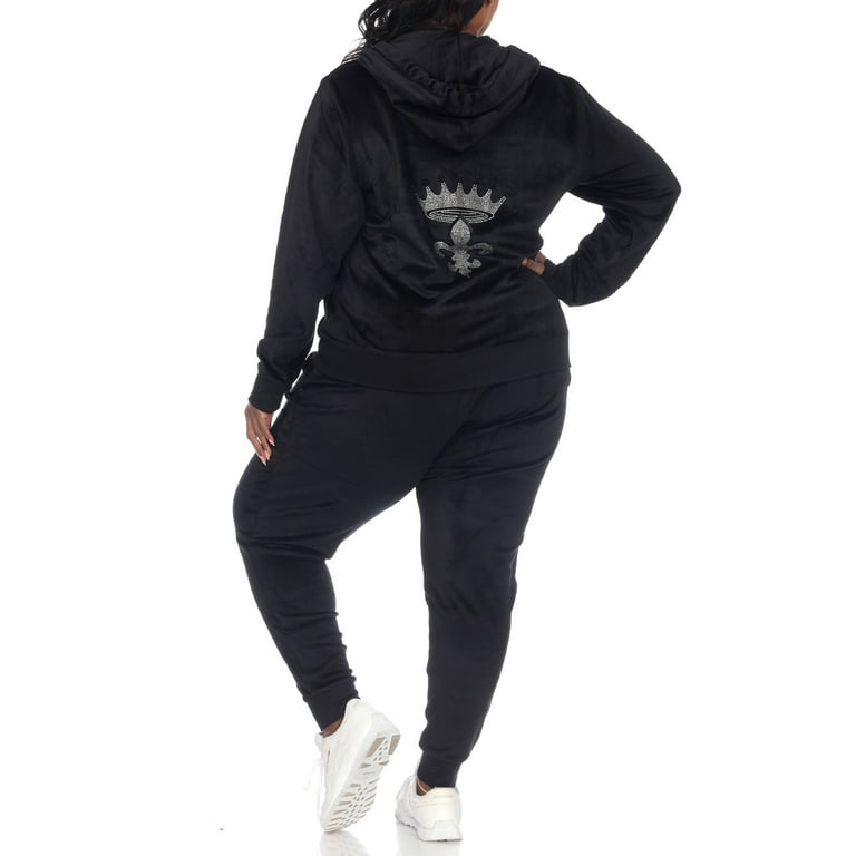 Black Velour Tracksuit Set Plus Size Matching Sets – Belle Allure Designs