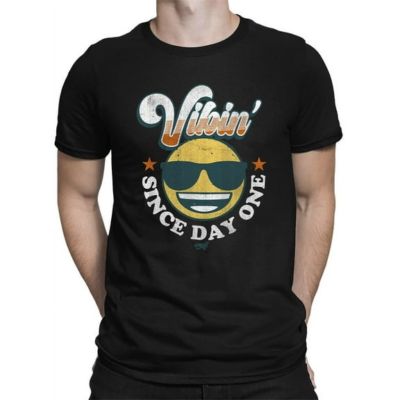 Vibin’ Since Day One - Cool Retro Emoji Smiley Graphic Men's T-shirt