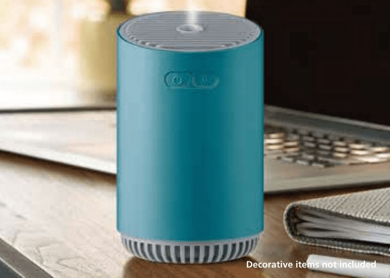 Mainstays Rechargeable Cool Mist Travel Humidifier 320 ml with 7-color LED Lights, MHD-02AQU, Aqua Haze