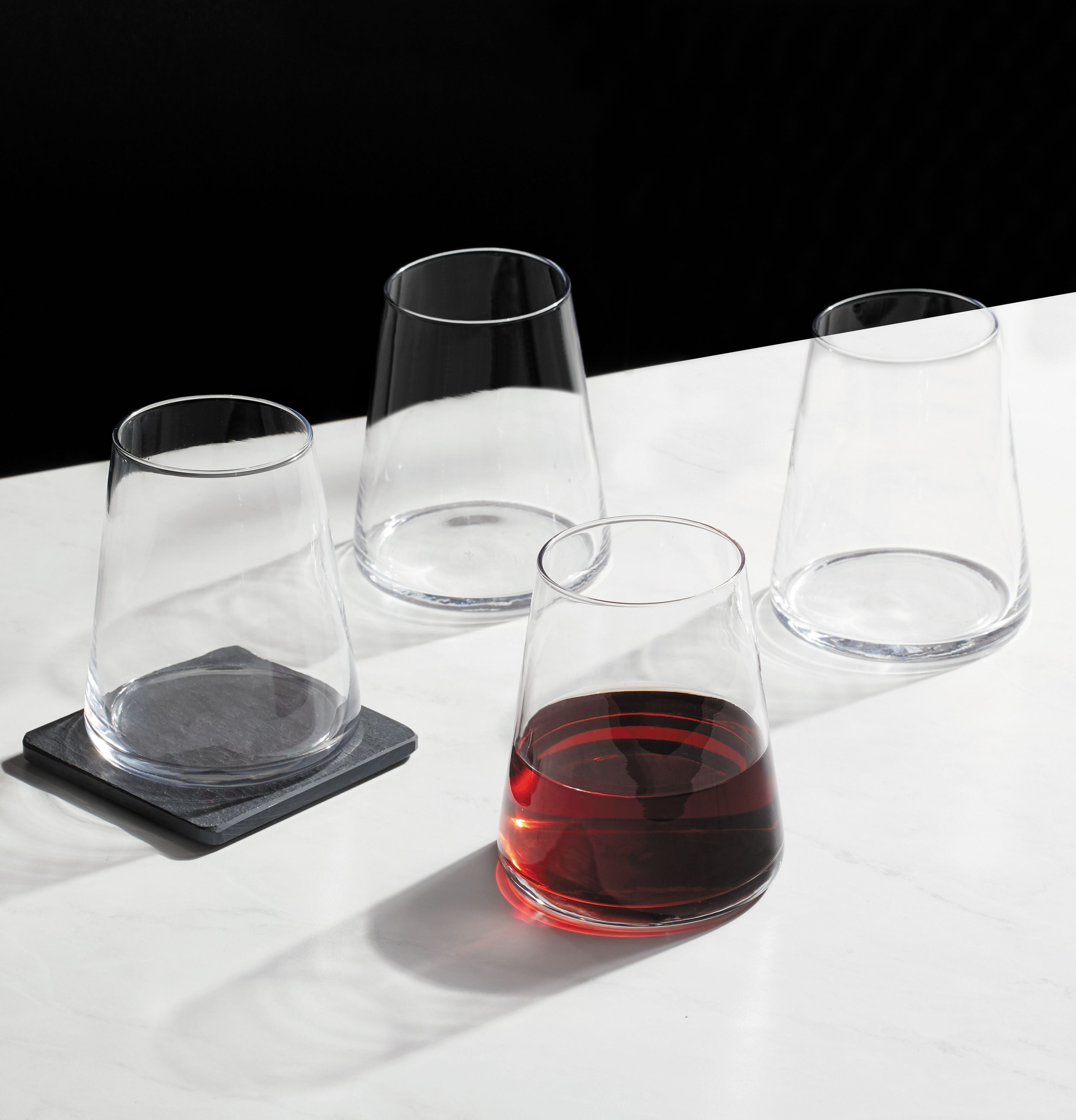 Burns Glass Clear Wine Glass Set of 4, 10 Oz Red