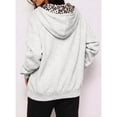 thumbnail image 3 of WULMLEO Women's Casual Solid Zip Up Hoodies Long Sleeve Sweatshirts Leopard Hooded Sweatshirt Tops White S, 3 of 3