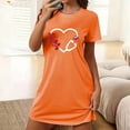 thumbnail image 2 of SwiftWear Heart Print Women's Pajamas Relaxed Fit Round Neck Sleep Shirts Short Sleeve Romantic Night Shirts for Sleeping Orange, 2 of 6