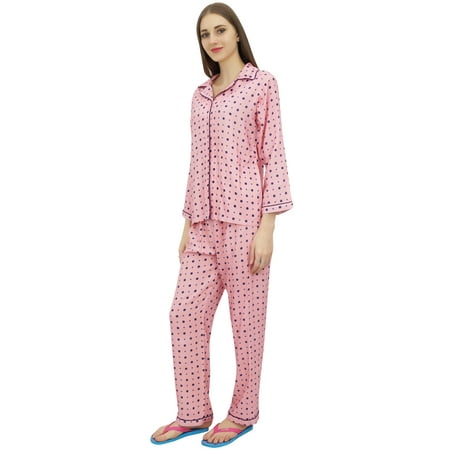 

Bimba Women s Pajama Suit Set 2 Pcs Printed Long Pink Nightwear Full Sleeve Set-22