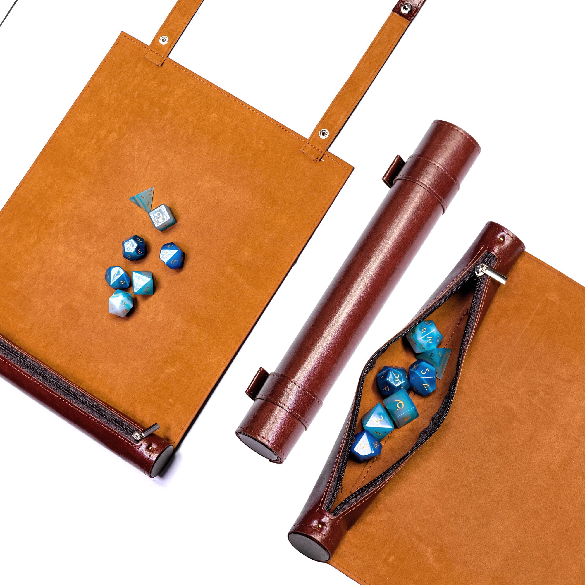 Cusdie 2 in 1 Dice Rolling Mat & Zippered Dice Holder Dice Tray