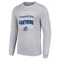 thumbnail image 2 of Men's Starter Heather Gray Tampa Bay Lightning Four Team Name Logo Long Sleeve Graphic T-Shirt, 2 of 3