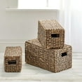 thumbnail image 2 of mDesign Woven Water Hyacinth Storage Basket, Lid/Handles, Set of 3 - Dark Brown, 2 of 8