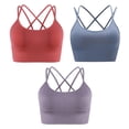thumbnail image 1 of 3 piezas de ropa interior deportiva para mujer, tirantes acolchados, ropa interior de soporte medio, adecuada para yoga y fitness, adecuada para circunferencia inferior del pecho de 87 a 92 cm, 1 of 5