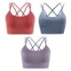thumbnail image 1 of 3 piezas de ropa interior deportiva para mujer, tirantes acolchados, ropa interior de soporte medio, adecuada para yoga y fitness, adecuada para circunferencia inferior del pecho de 87 a 92 cm, 1 of 5