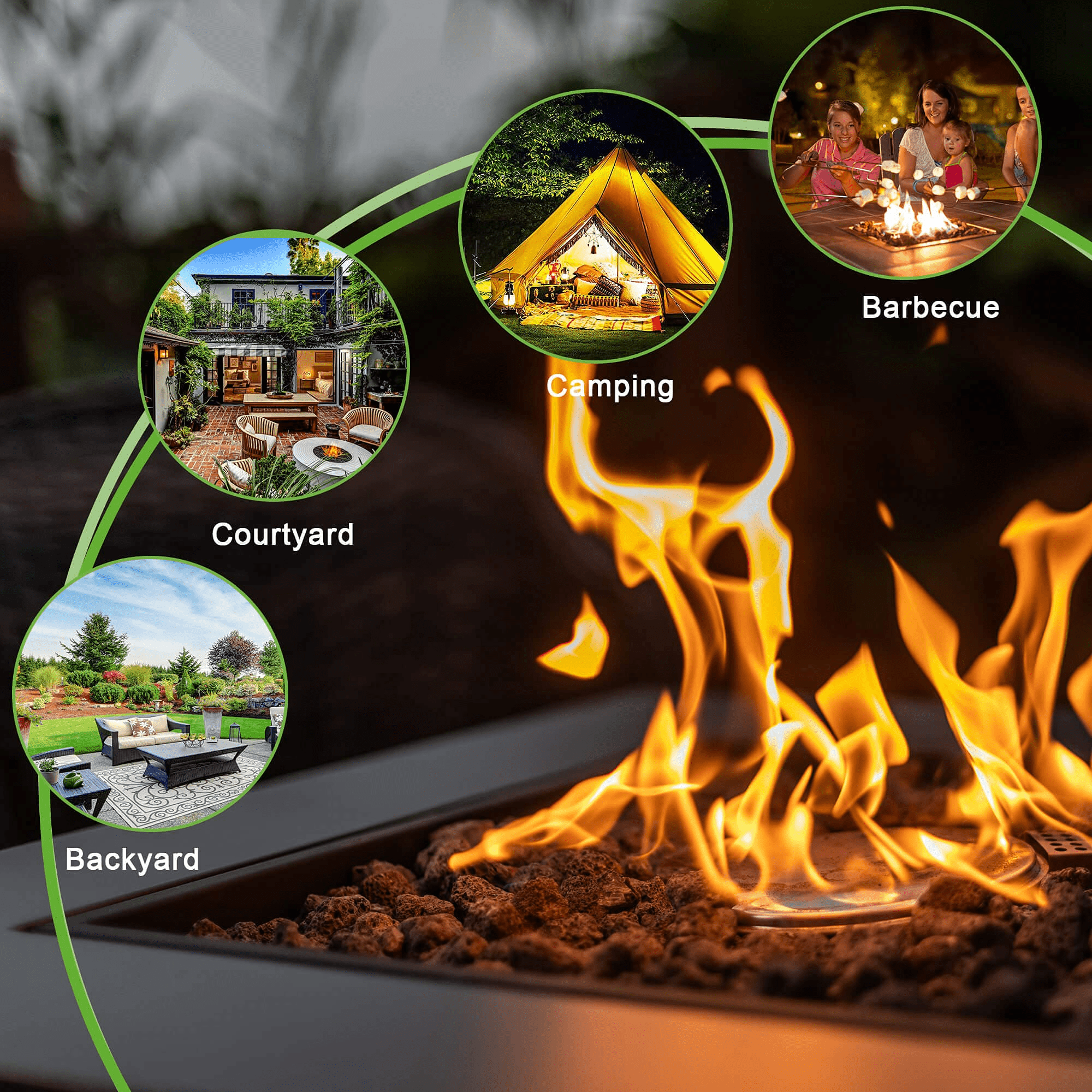 Aimee Lii 28" Propane Fire Pits Table, 50000 BTU Gas Square Outdoor Dinning Firepit Fireplace Dinning Tables with Lid, Lava Stone for Outside Garden Backyard Deck Patio