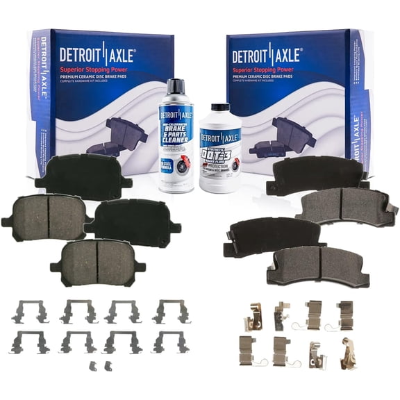 Detroit Axle - Brake Pads for Toyota Camry Solara Lexus ES300 RX300, Front and Rear Ceramic Brake Pads w/Hardware