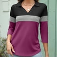 thumbnail image 6 of Sweet Home Farm 3/4 Sleeve T Shirts for Women Summer Striped Print Tops Collared Button Down Breathable Trendy Tunic V Neck White, 6 of 8
