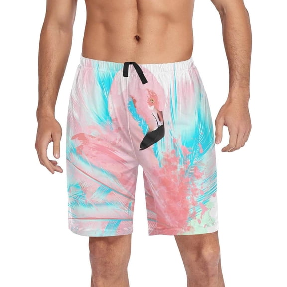 GZHJMY Flamingo Pajama Pants Short for Men, Lounge Pants Lightweight Men Pajama Bottoms with Drawstring Pockets, Christmas New Year Birthday Gifts, XX-Large