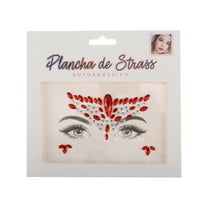 Unique Bargains 1 Pc Classic Face Rhinestone Stickers for Concert Red