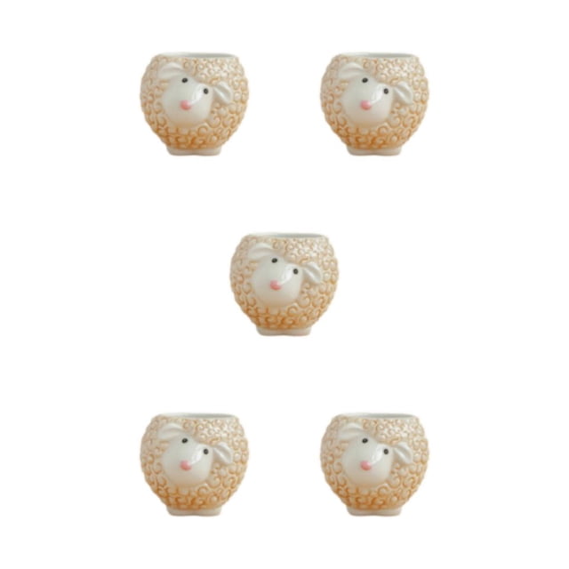 Transemion Gardens Beauty With Animal Planter - Eco-friendly Materials Easy To Maintain Small Ceramic Plant Pot sheep 5Set