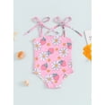 thumbnail image 2 of Nygoyerh Toddler Baby Girls Summer Sling Swimsuit Floral Print Tie Shoulder Strap Sleeveless Swimwear 6M 12M 18M 24M 3T 4T Kids Sweet Bathing Suit for Beach Wear, 2 of 7