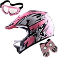 thumbnail image 1 of Casco de motocross 1Storm Matt Star Pink Youth con gafas y guantes, 1 of 9