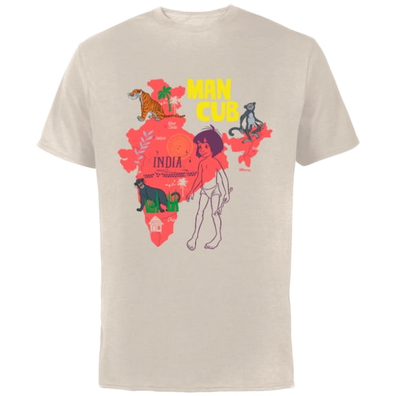Disney The Jungle Book Mowgli the Man Cub - Short Sleeve Cotton T-Shirt for Adults - Customized-Natural