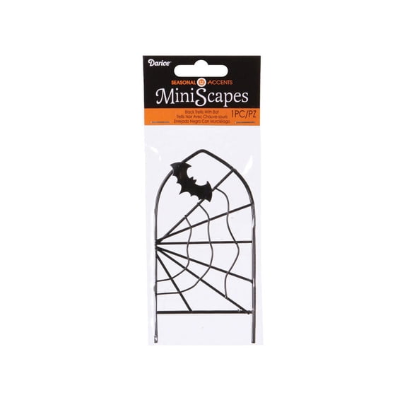 Darice Halloween Decor - Metal Mini Scape Fairy Garden Spider Trellis #3115-048