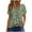 Army Green 02, variant on Women's T-Shirts Fashion Full Floral Printing Front Pleated Blouses Top Summer Square Collar Short Sleeved Shirts Button Casual Loose Pullover Tops