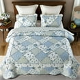thumbnail image 2 of Quilt Set 3-Piece Floral Patchwork Reversible Quilted Bedspread Coverlet Set Lightweight Comforter Bedding Set Bed Sheet Set Cover Blanket with 2 Pillow Shams, 2 of 7