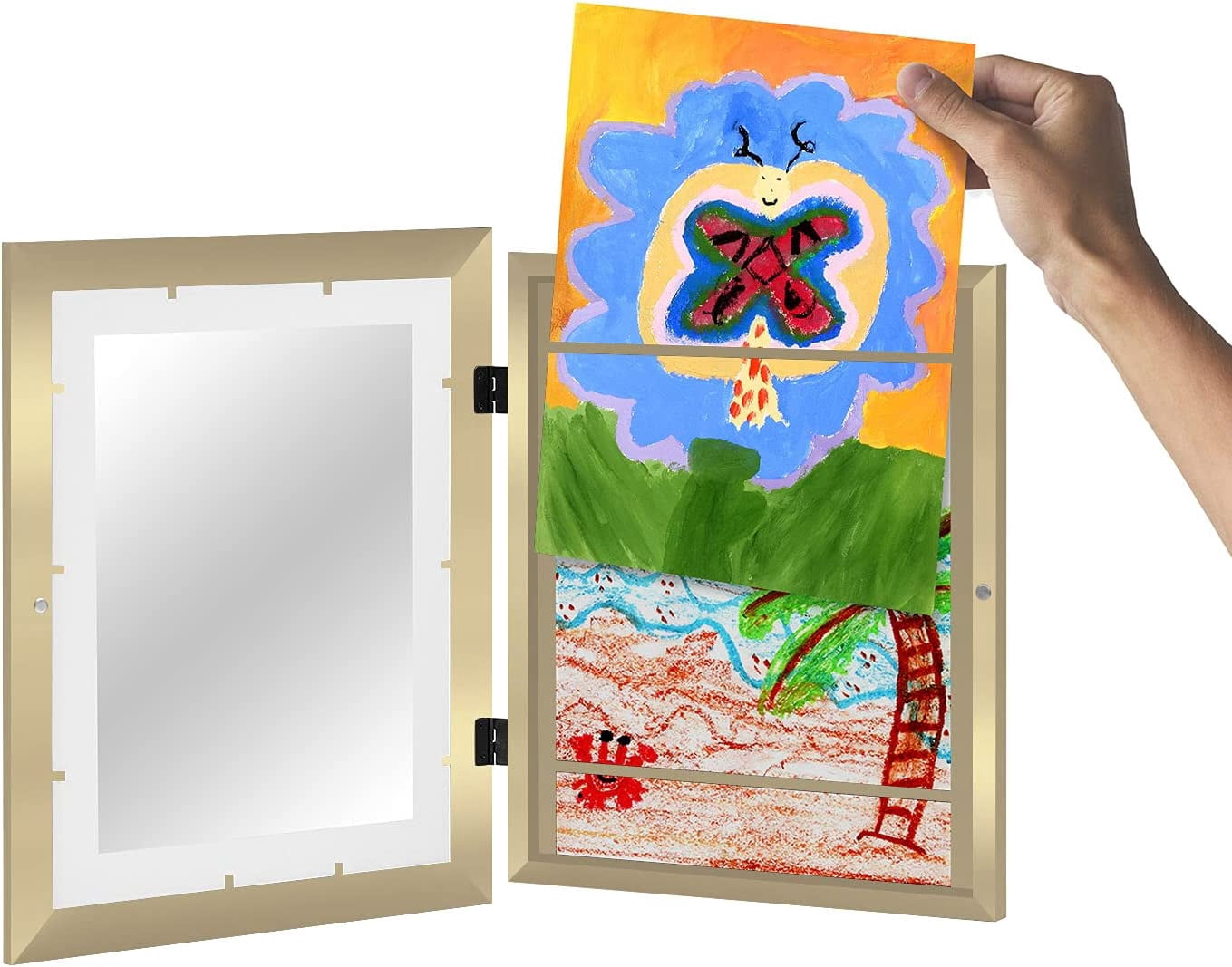Americanflat 10x12.5 Kids Art Frame with Mat for 8.5x11, Gold, 2 Pack