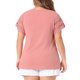 thumbnail image 3 of Agnes Orinda Blusas de verano para mujer de talla grande con panel de encaje y mangas cortas huecas 3X Rosa, 3 of 6