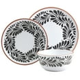 thumbnail image 5 of INFUSE 12 Piece Lebrillo Pattern Melamine Dinnerware Set for Outdoor Dinner Salad Plates Bowls, Black, 5 of 9