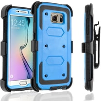 Galaxy S6 Case, [SUPER GUARD] Dual Layer Protection With [Built-in Screen Protector] Holster Locking Belt Clip Circle(TM) Stylus Touch Screen Pen (Blue)