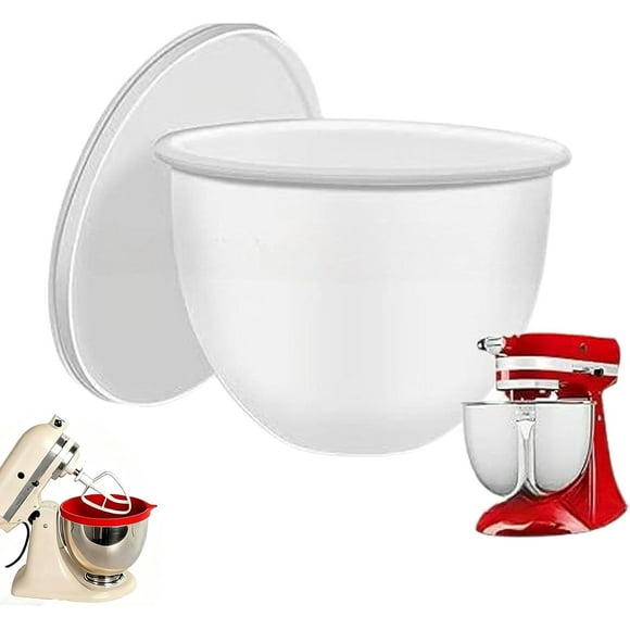 Doublures en Silicone pour Mélangeurs, Doublures de Bol de Batteur sur Socle en Silicone, Tête Inclinable 5 Qt pour Mélangeurs/mélangeur, Démoulage et Nettoyage Faciles, Bols de Mélangeur de Rechange Ne Sont Plus Nécessaires (Blanc)