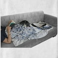 thumbnail image 6 of Retro Soft Flannel Fleece Throw Blanket, Illustration of a Flower Haired Girl and Snowflakes Design Pattern Print, Cozy Plush for Indoor and Outdoor Use, 60" x 80", Slate Blue and Black, by Ambesonne, 6 of 6