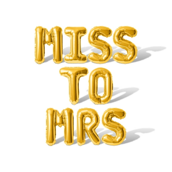 Letter Balloons - MISS TO MRS 16" Inch Alphabet Letters Foil Mylar Balloon Bachelorette Party or Bridal Shower Banner (Gold)