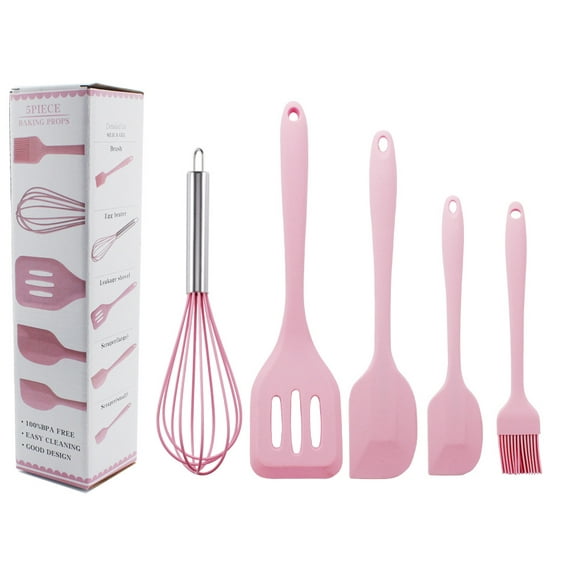 5pcs silicone baking kitchen tool five piece set non stick kitchenware set scraper full five piece set Multi functional silicone scraper, oil brush, frying shovel, egg beater set