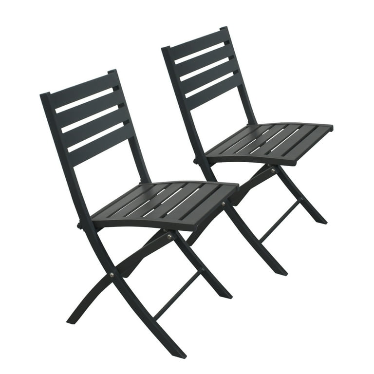 EEPHO Outdoor Folding Chair Set of 2 All Weather Aluminum Patio Chairs