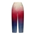 thumbnail image 5 of XIAfhje Linen Pants Women Capris Casual Loose Harlan Pants With Drawstring Stripe Print/American Flag Print Fashion Capris Pants Comfy Palazzo Trousers Baggy Pants With Pockets, 5 of 5
