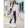 thumbnail image 6 of Women'S Hooded Long Puffer Coat Winter Warm Full Zip Quilted Jacket with Pockets Apricot Color 4XL, 6 of 8