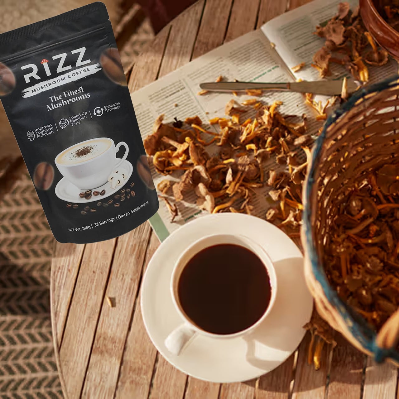 RIZZ Mushroom Coffee PACK OF 3 - 99 Servings - 594g - 6