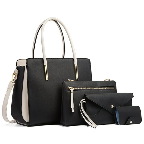 Bmisegm Women Shoulder Handbag Roomy Multiple Pockets Bag Ladies Shoulder Purse Fashion Tote Top Handle Satchel Shoulder Bag Men Black One Size