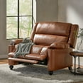 thumbnail image 3 of GDF Studio Upham Contemporary Faux Leather Oversized Pushback Recliner, Cognac Brown and Espresso, 3 of 12