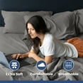 thumbnail image 3 of Soft Lightweight 400TC 100% Cotton Sateen Bed Sheet Set – 4-Piece Queen – Gray, 3 of 8