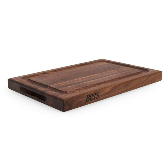 John Boos BBQ Collection Reversible Wood Cutting Board,Juice Groove, Walnut