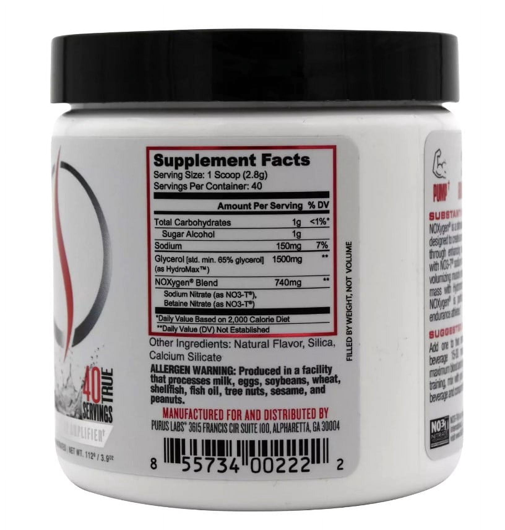 Purus Labs - 2x NOXygen Stimulant-Free Blood Flow and Oxygen Amplifier Unflavored (80 Servings Total)