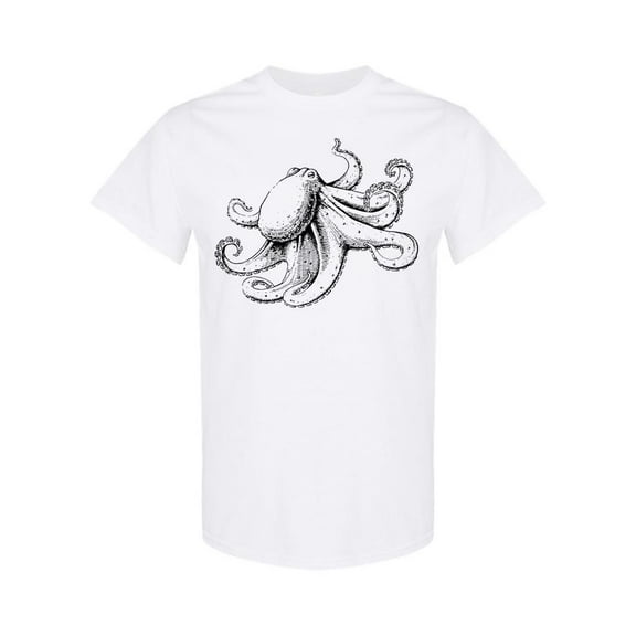 Octopus Realistic Sketch Design T-Shirt Men -Image by Shutterstock, Male Medium
