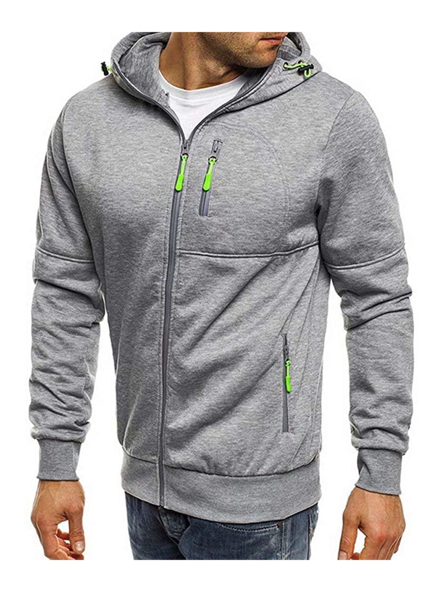 Gary Com Fleece Hoodies for Men Zipper Lightweight Spring Long Sleeve Active Mens Jackets Sports Full Zip Sweatshirts