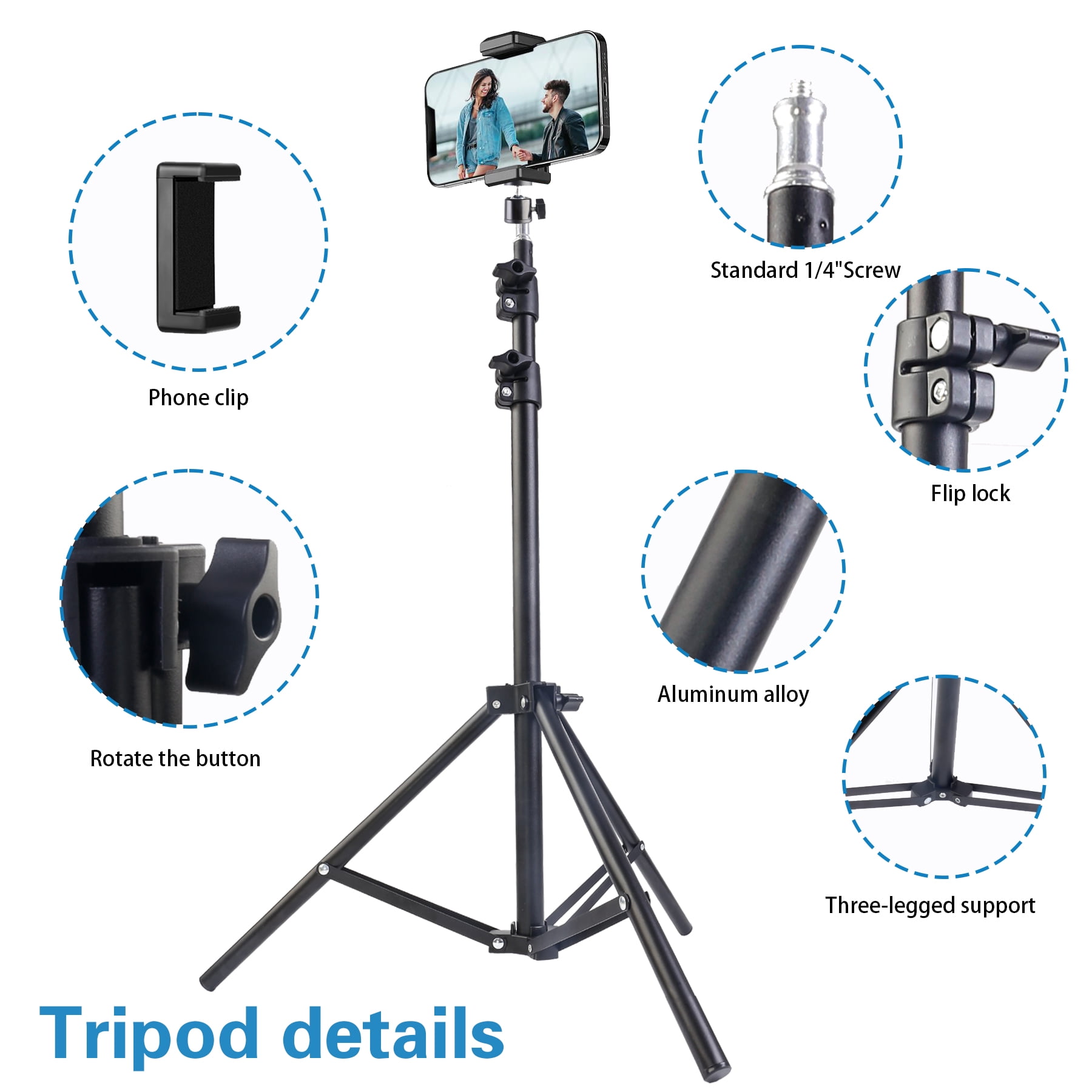 UEGOGO Adjustable 63" Metal Photography Tripod Stand With Accessories