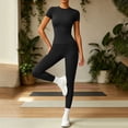 thumbnail image 4 of Womens 2 Piece Workout Set Athletic T-Shirt High Waist Leggings Activewear for Gym, Running Yoga Black XL(XL), 4 of 7